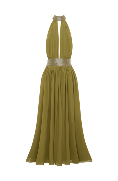 Rosaline Maxi Dress in Deep Olive