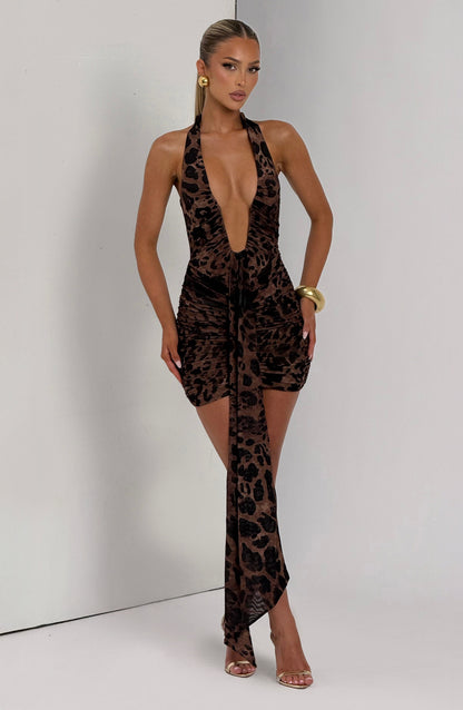 Rosella Mini Dress in Leopard Print