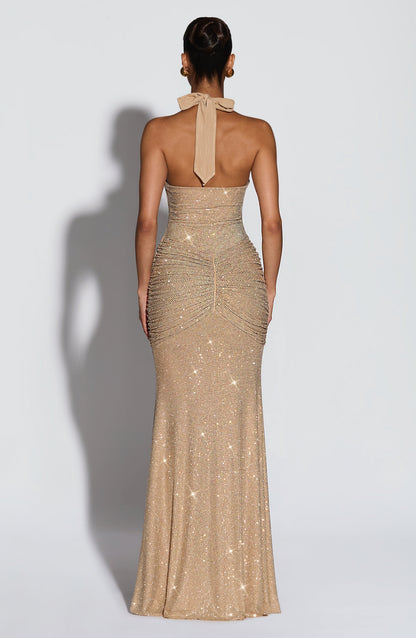 Rosetti Maxi Dress in Gold Sparkle