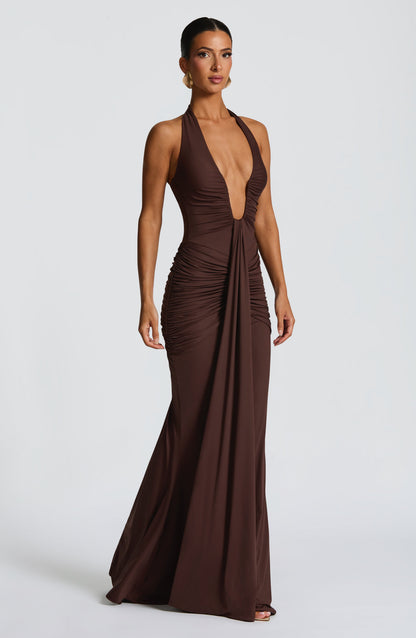 Rosetti Maxi Dress in Plum Brown