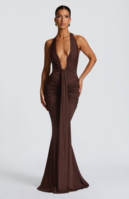 Rosetti Maxi Dress in Plum Brown