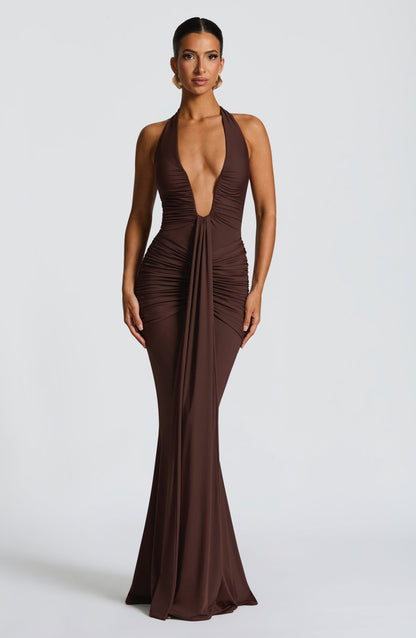 Rosetti Maxi Dress in Plum Brown