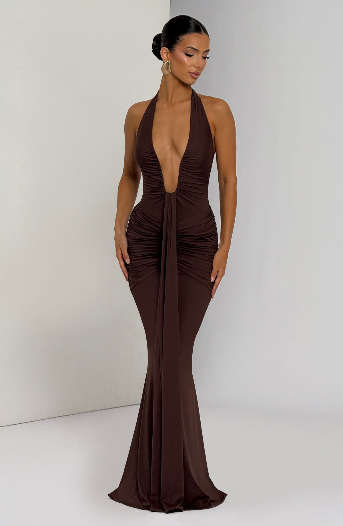 Rosetti Maxi Dress in Plum Brown